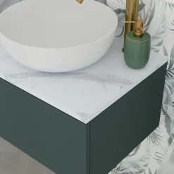 Plan De Travail Buanderie|Plan De Travail Salle De Bains|GoodHome Plan de toilette L.120 x l.45 x ép.2 cm effet marbre blanc Cadélia