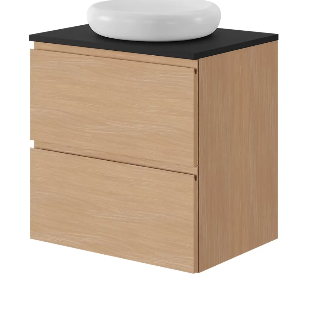 Plan De Travail Buanderie|Plan De Travail Salle De Bains|GoodHome Plan de toilette L.60 x l.45 x ép.18 cm noir mat Kentia