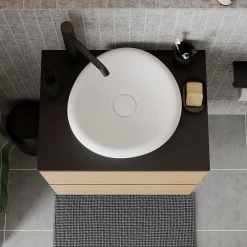 Plan De Travail Buanderie|Plan De Travail Salle De Bains|GoodHome Plan de toilette L.60 x l.45 x ép.18 cm noir mat Kentia