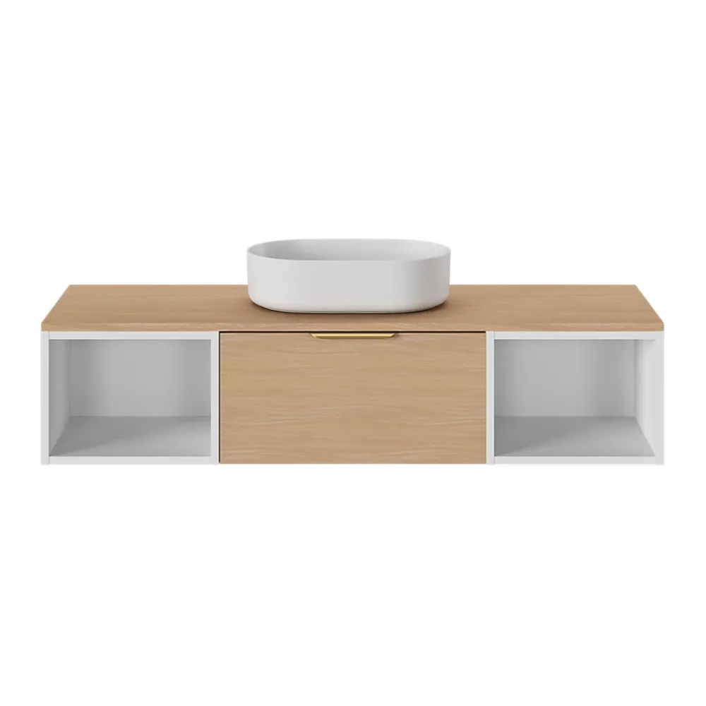 Plan De Travail Buanderie|Plan De Travail Salle De Bains|GoodHome Plan de toilette L.140 x l.45 x ép.1,8 cm effet chêne Kentia