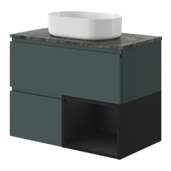GoodHome Plan de toilette L.80 x l.45 x ép.2 cm effet marbre vert Cadélia