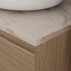 GoodHome Plan de toilette L.120 x l.45 x ép.2 cm effet marbre beige Cadélia