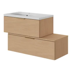 Plan De Travail Buanderie|Plan De Travail Salle De Bains|GoodHome Plan de toilette L.100 x l.45 x ép.18 cm effet chêne Kentia