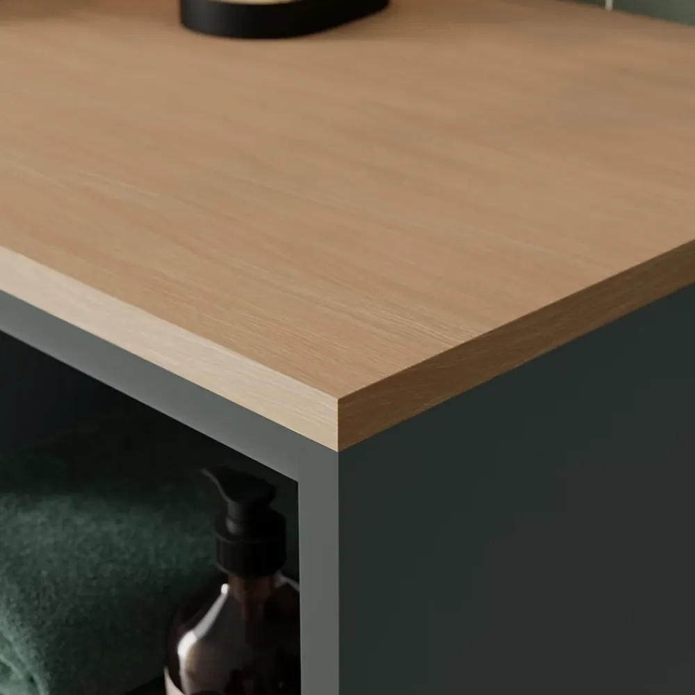 Plan De Travail Buanderie|Plan De Travail Salle De Bains|GoodHome Plan de toilette L.100 x l.45 x ép.18 cm effet chêne Kentia