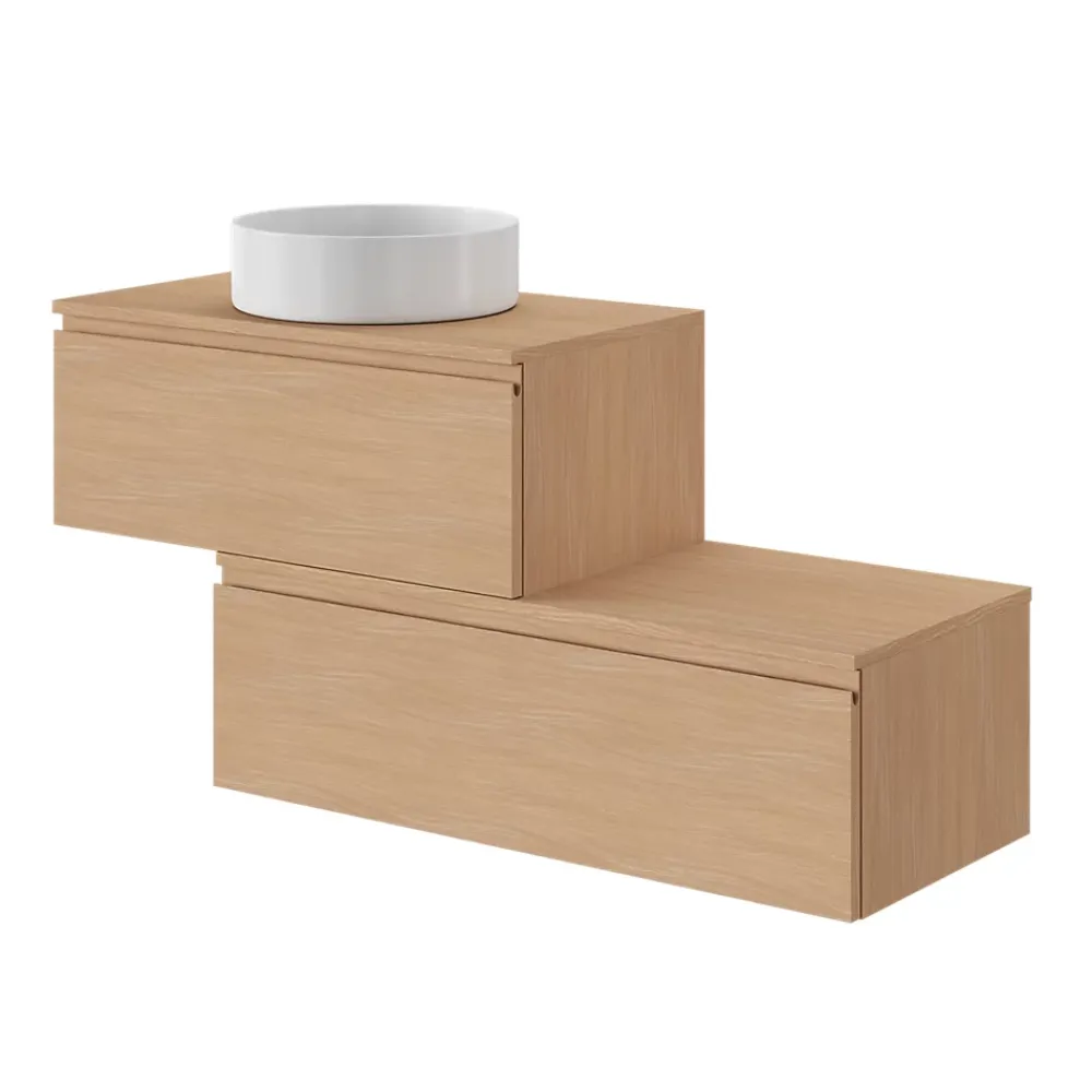 Plan De Travail Buanderie|Plan De Travail Salle De Bains|GoodHome Plan de toilette L.100 x l.45 x ép.18 cm effet chêne Kentia