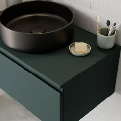 Plan De Travail Buanderie|Plan De Travail Salle De Bains|GoodHome Plan de toilette L.80 x l.45 x ép.18 cm vert forêt mat Kentia