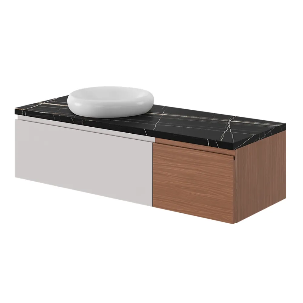 Plan De Travail Buanderie|Plan De Travail Salle De Bains|GoodHome Plan de toilette L.120 x l.45 x ép.2 cm effet marbre noir Cadélia