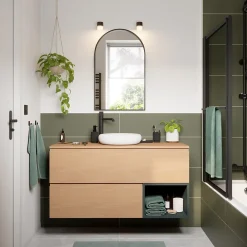 GoodHome Plan de toilette L.120 x l.45 x ép.18 cm effet chêne Kentia