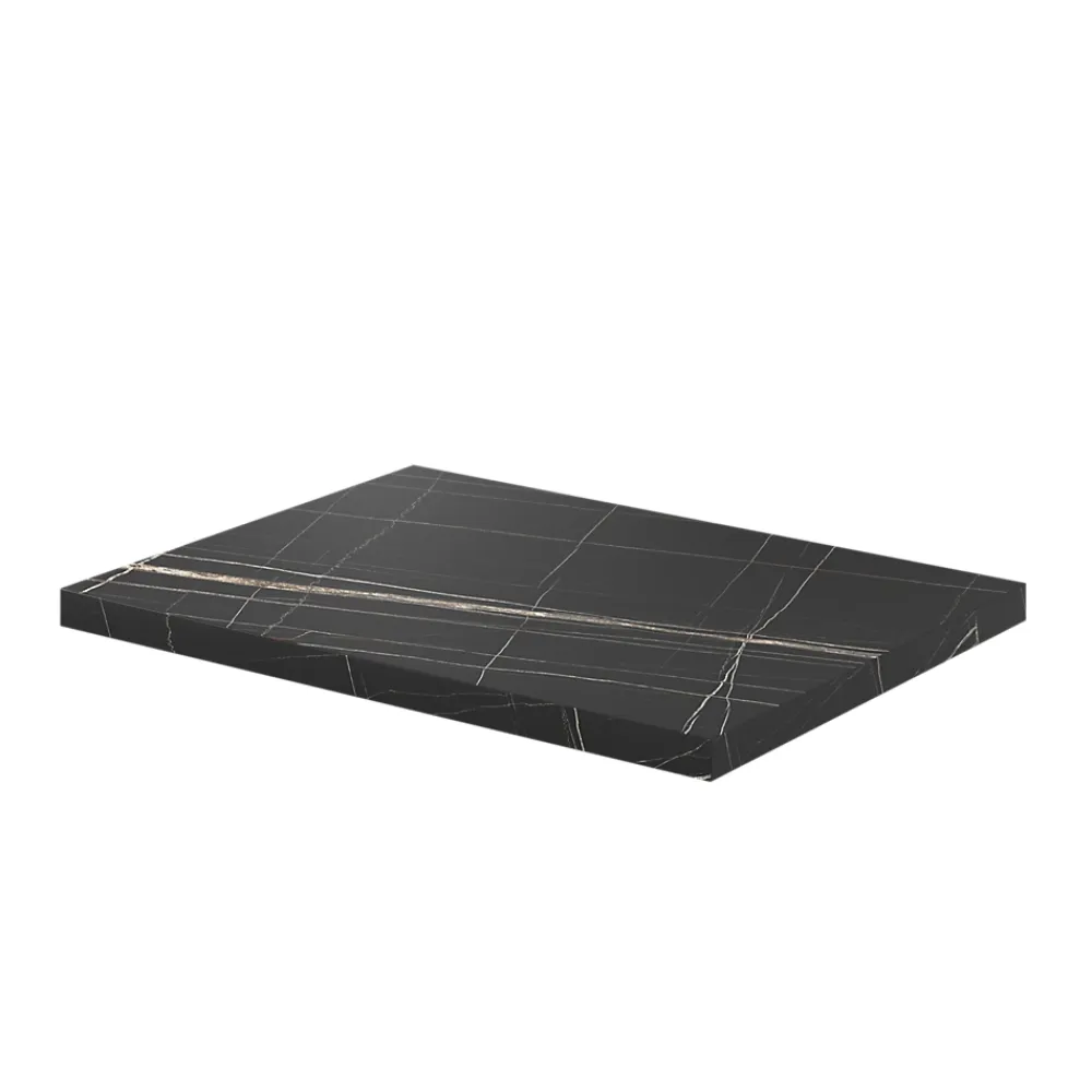 GoodHome Plan de toilette L.60 x l.45 x ép.2 cm effet marbre noir Cadélia