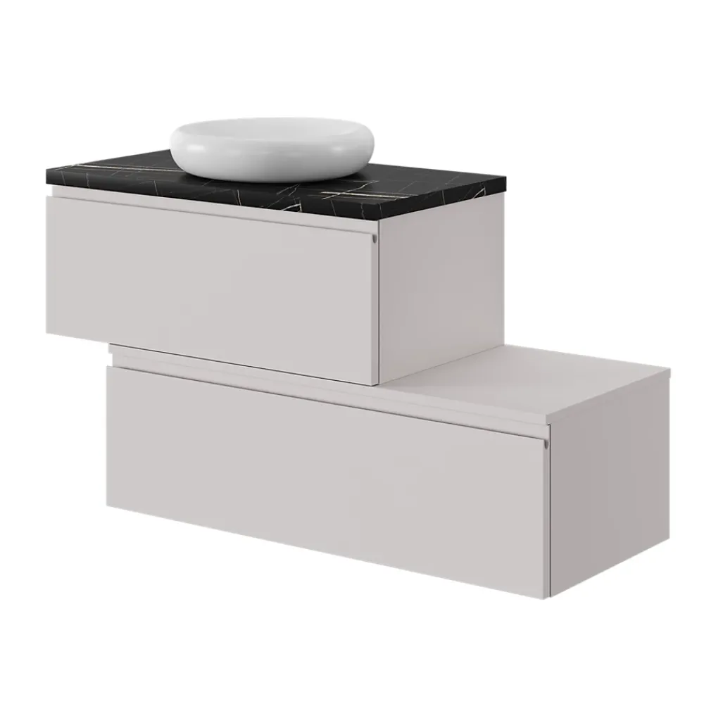 GoodHome Plan de toilette L.60 x l.45 x ép.2 cm effet marbre noir Cadélia