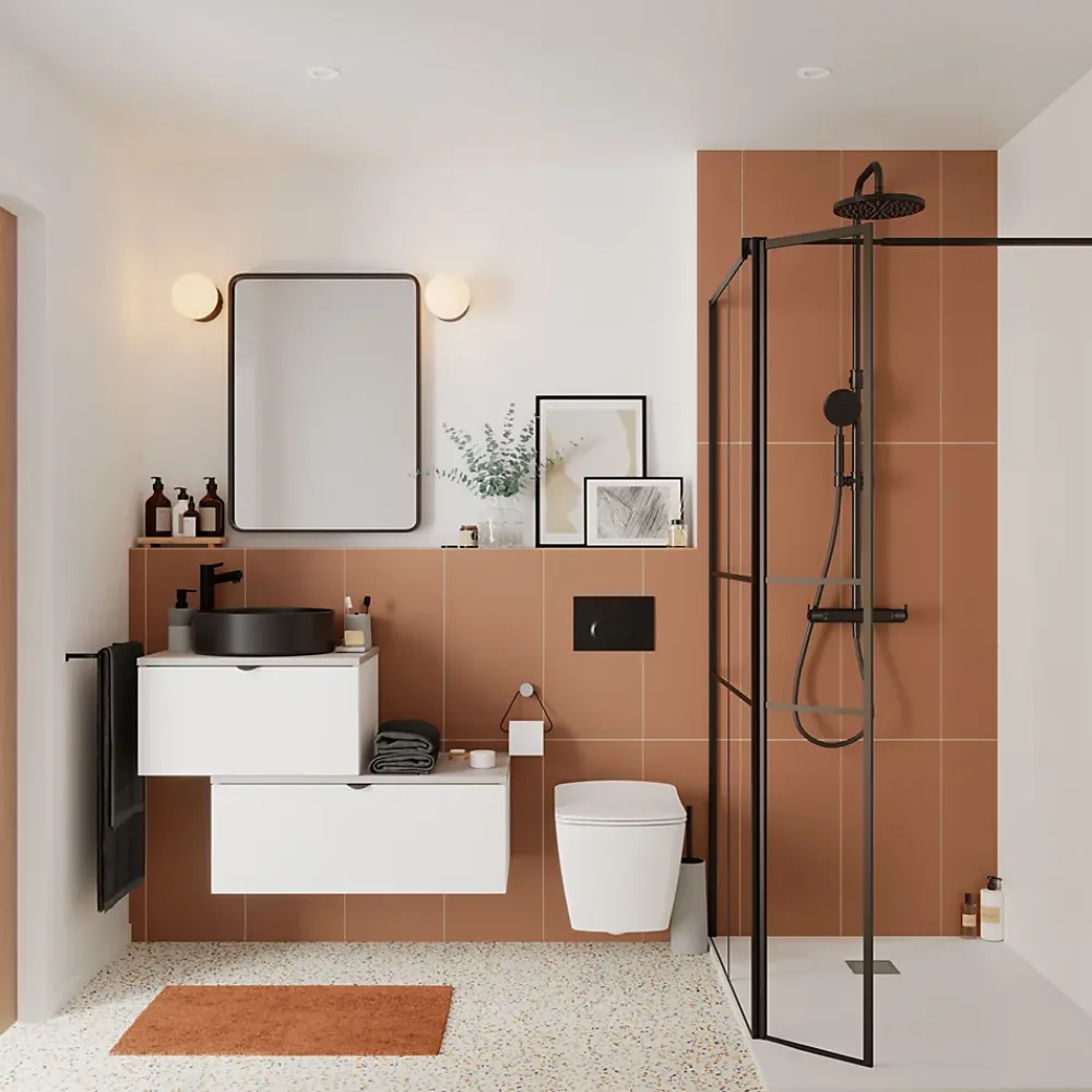 GoodHome Plan de toilette L.80 x l.45 x ép.2 cm effet granit gris Cadélia