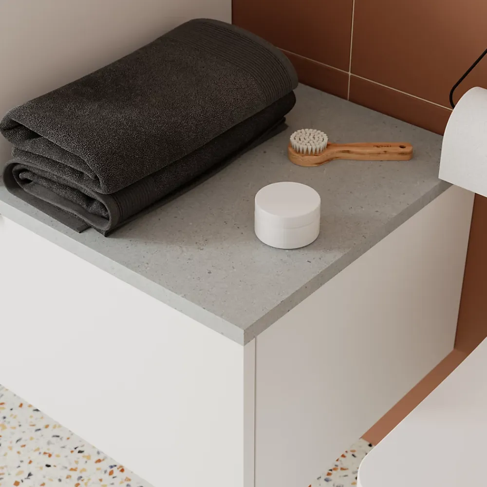 GoodHome Plan de toilette L.80 x l.45 x ép.2 cm effet granit gris Cadélia