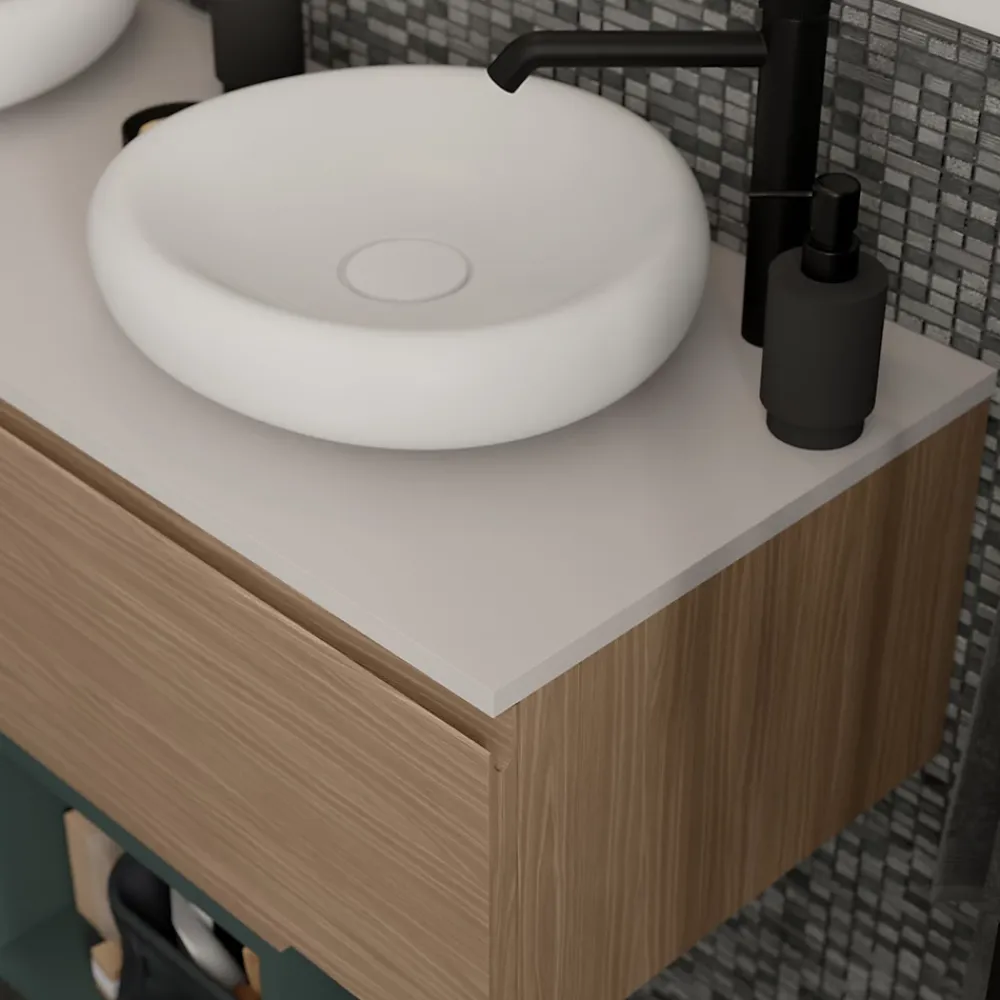 Plan De Travail Buanderie|Plan De Travail Salle De Bains|GoodHome Plan de toilette L.140 x l.45 x ép.1,8 cm beige cachemire Kentia