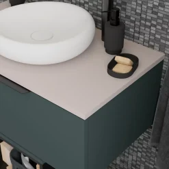 Plan De Travail Buanderie|Plan De Travail Salle De Bains|GoodHome Plan de toilette L.140 x l.45 x ép.1,8 cm beige cachemire Kentia