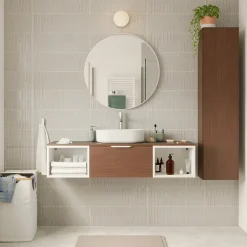Plan De Travail Buanderie|Plan De Travail Salle De Bains|GoodHome Plan de toilette L.140 x l.45 x ép.1,8 cm effet noyer Kentia