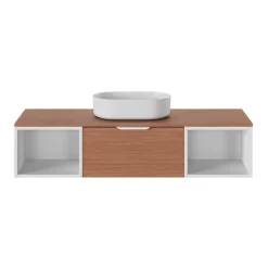 Plan De Travail Buanderie|Plan De Travail Salle De Bains|GoodHome Plan de toilette L.140 x l.45 x ép.1,8 cm effet noyer Kentia