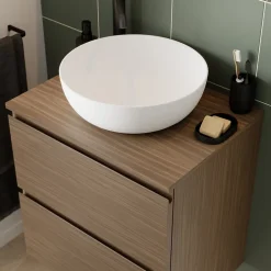 GoodHome Plan de toilette L.60 x l.45 x ép.18 cm effet noyer Kentia