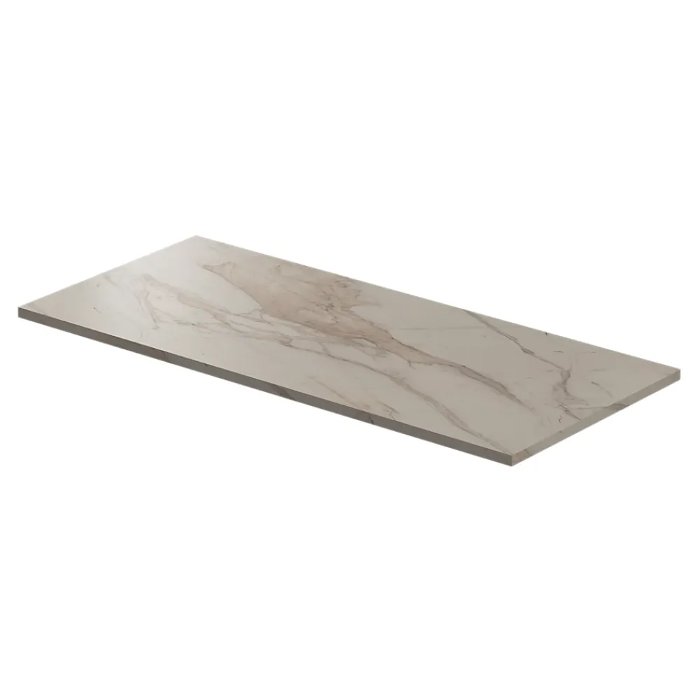 Plan De Travail Buanderie|Plan De Travail Salle De Bains|GoodHome Plan de toilette L.100 x l.45 x ép.2 cm effet marbre beige Cadélia