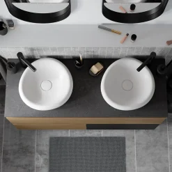 Plan De Travail Buanderie|Plan De Travail Salle De Bains|GoodHome Plan de toilette L.120 x l.45 x ép.2 cm effet pierre noire Cadélia