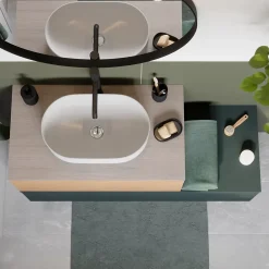 Plan De Travail Buanderie|Plan De Travail Salle De Bains|GoodHome Plan de toilette L.80 x l.45 x ép.2 cm, effet travertin, Cadélia