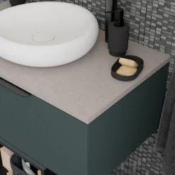 GoodHome Plan de toilette L.140 x l.45 x ép.18 cm vert forêt mat Kentia