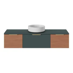 GoodHome Plan de toilette L.140 x l.45 x ép.18 cm vert forêt mat Kentia
