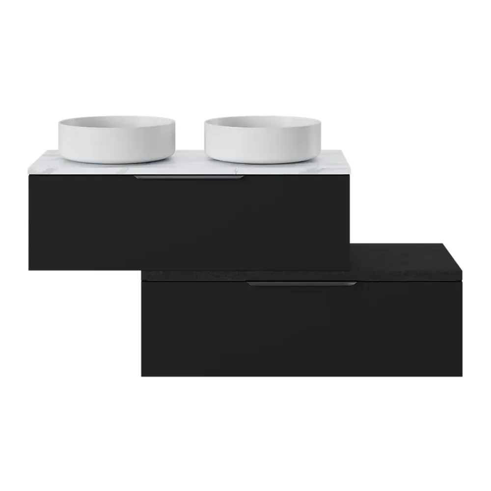 GoodHome Plan de toilette L.100 x l.45 x ép.1,8 cm, noir mat, Kentia