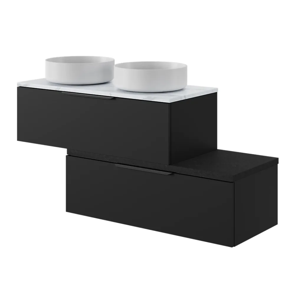 GoodHome Plan de toilette L.100 x l.45 x ép.1,8 cm, noir mat, Kentia