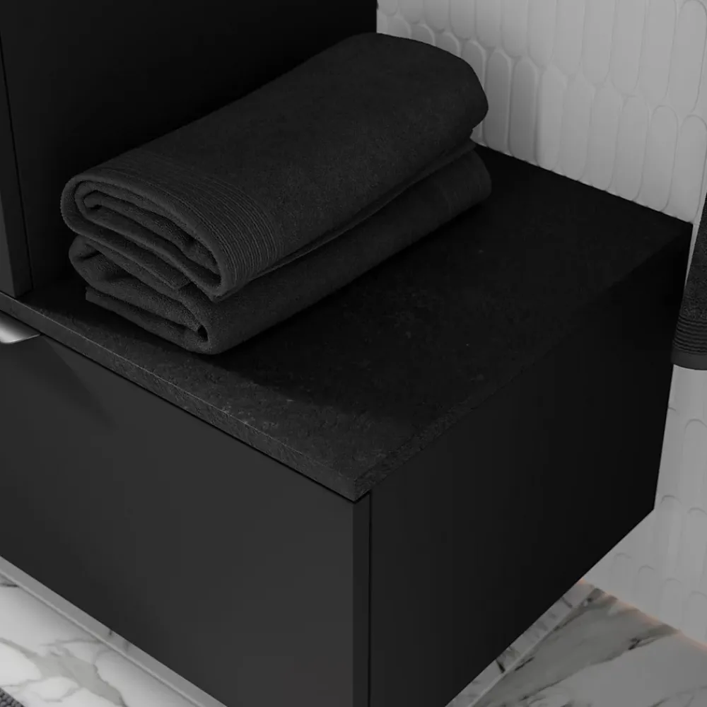 GoodHome Plan de toilette L.100 x l.45 x ép.1,8 cm, noir mat, Kentia