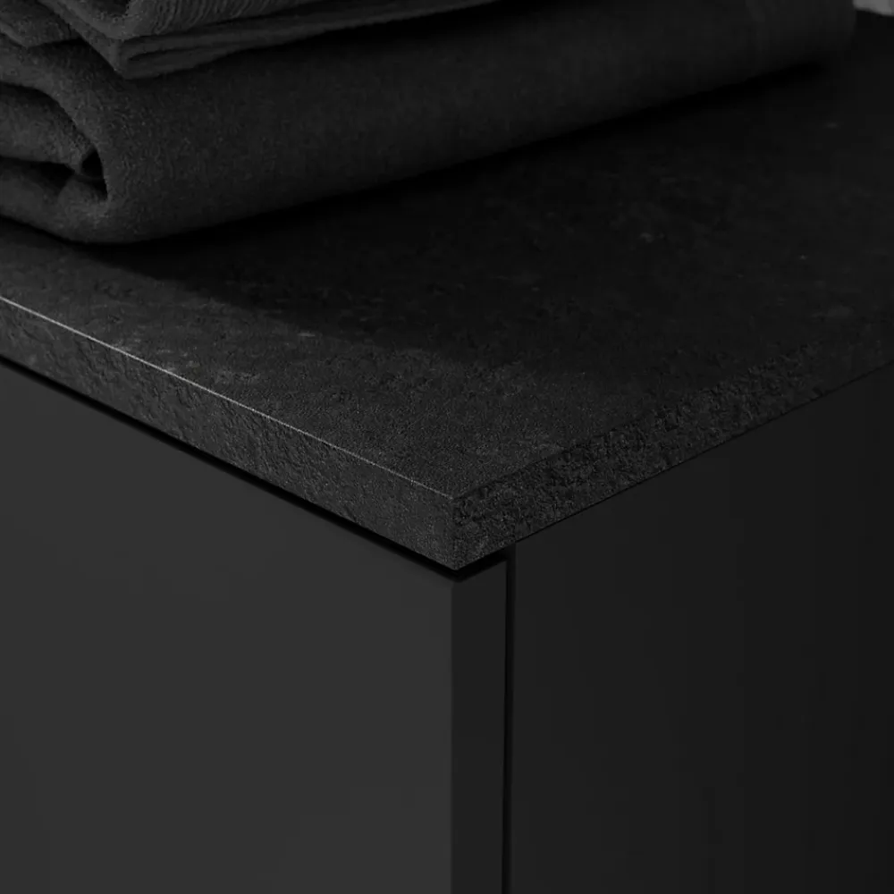 GoodHome Plan de toilette L.100 x l.45 x ép.1,8 cm, noir mat, Kentia