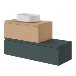 Plan De Travail Buanderie|Plan De Travail Salle De Bains|GoodHome Plan de toilette L.120 x l.45 x ép.18 cm vert forêt mat Kentia