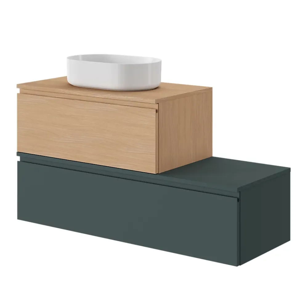 Plan De Travail Buanderie|Plan De Travail Salle De Bains|GoodHome Plan de toilette L.120 x l.45 x ép.18 cm vert forêt mat Kentia