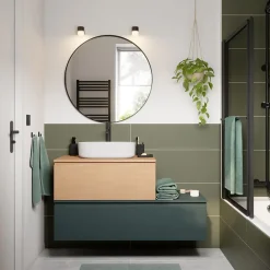 Plan De Travail Buanderie|Plan De Travail Salle De Bains|GoodHome Plan de toilette L.120 x l.45 x ép.18 cm vert forêt mat Kentia