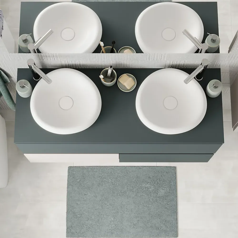 Plan De Travail Buanderie|Plan De Travail Salle De Bains|GoodHome Plan de toilette L.120 x l.45 x ép.18 cm vert forêt mat Kentia
