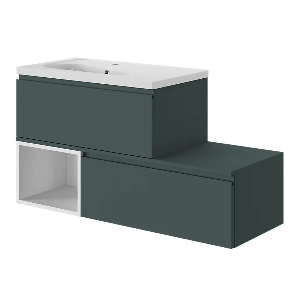 Plan De Travail Buanderie|Plan De Travail Salle De Bains|GoodHome Plan de toilette L.120 x l.45 x ép.18 cm vert forêt mat Kentia
