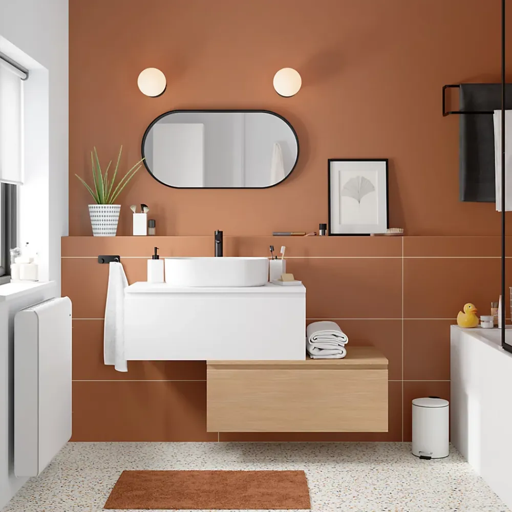 Plan De Travail Buanderie|Plan De Travail Salle De Bains|GoodHome Plan de toilette L.80 x l.45 x ép.18 cm effet chêne Kentia