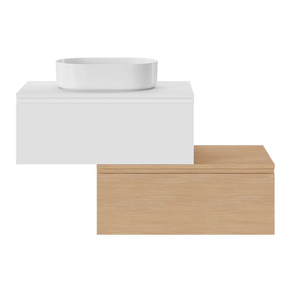 Plan De Travail Buanderie|Plan De Travail Salle De Bains|GoodHome Plan de toilette L.80 x l.45 x ép.18 cm effet chêne Kentia