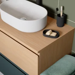 Plan De Travail Buanderie|Plan De Travail Salle De Bains|GoodHome Plan de toilette L.80 x l.45 x ép.18 cm effet chêne Kentia