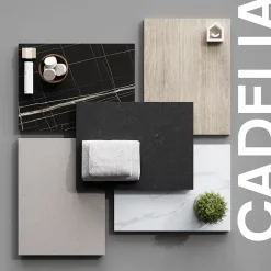 GoodHome Plan de toilette L.60 x l.45 x ép.2 cm, effet granite gris, Cadélia