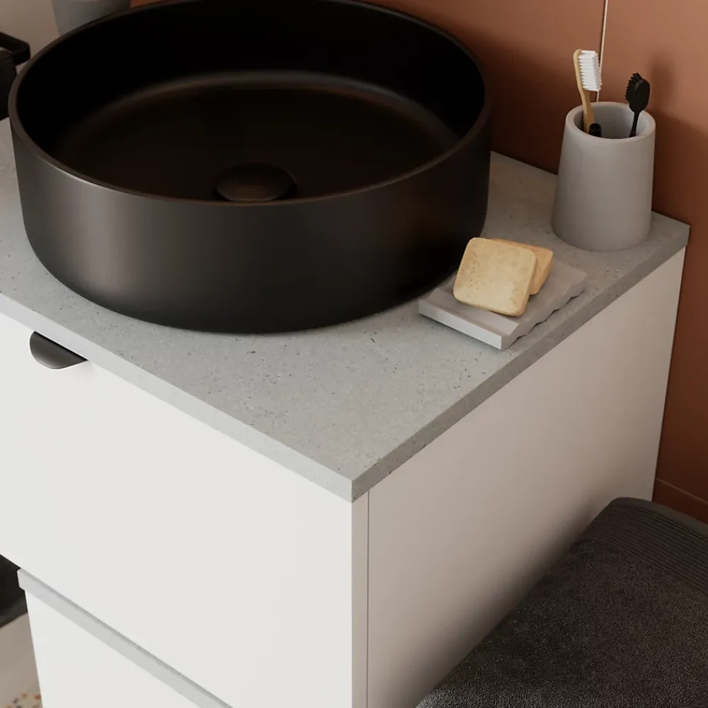 GoodHome Plan de toilette L.60 x l.45 x ép.2 cm, effet granite gris, Cadélia