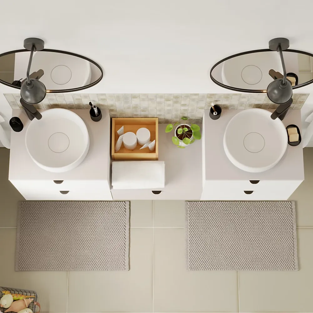 GoodHome Plan de toilette L.60 x l.45 x ép.1,8 cm, beige cachemire, Kentia