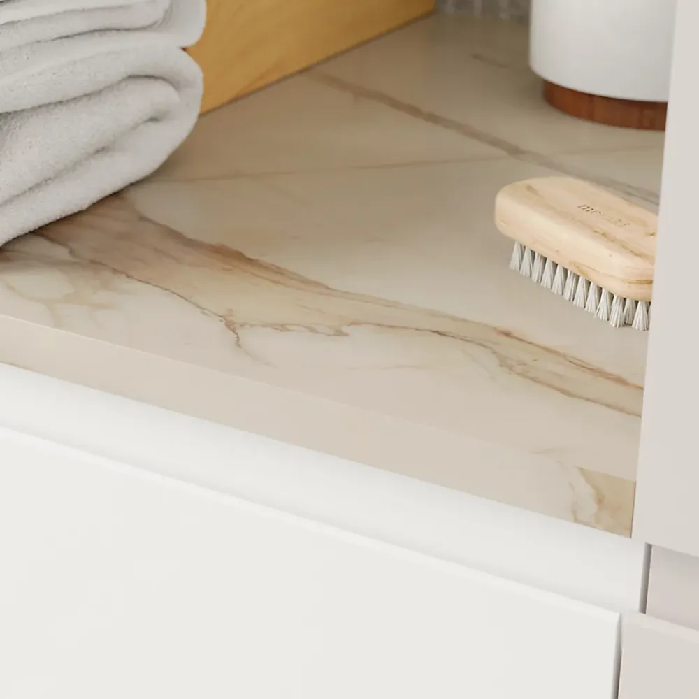 Plan De Travail Buanderie|Plan De Travail Salle De Bains|GoodHome Plan de toilette L.60 x l.45 x ép.2 cm, effet marbre beige, Cadélia