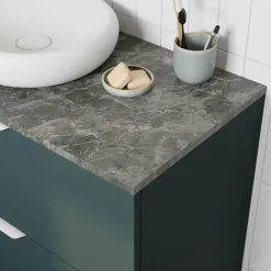 GoodHome Plan de toilette L.100 x l.45 x ép.2 cm effet marbre vert Cadélia
