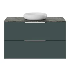GoodHome Plan de toilette L.100 x l.45 x ép.2 cm effet marbre vert Cadélia