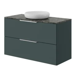 GoodHome Plan de toilette L.100 x l.45 x ép.2 cm effet marbre vert Cadélia