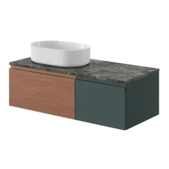 GoodHome Plan de toilette L.100 x l.45 x ép.2 cm effet marbre vert Cadélia