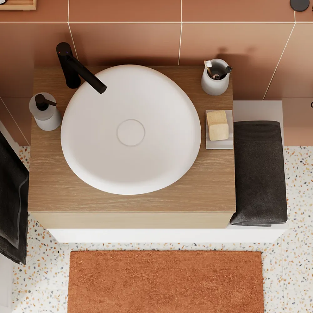 Plan De Travail Buanderie|Plan De Travail Salle De Bains|GoodHome Plan de toilette L.60 x l.45 x ép.1,8 cm, effet chêne, Kentia