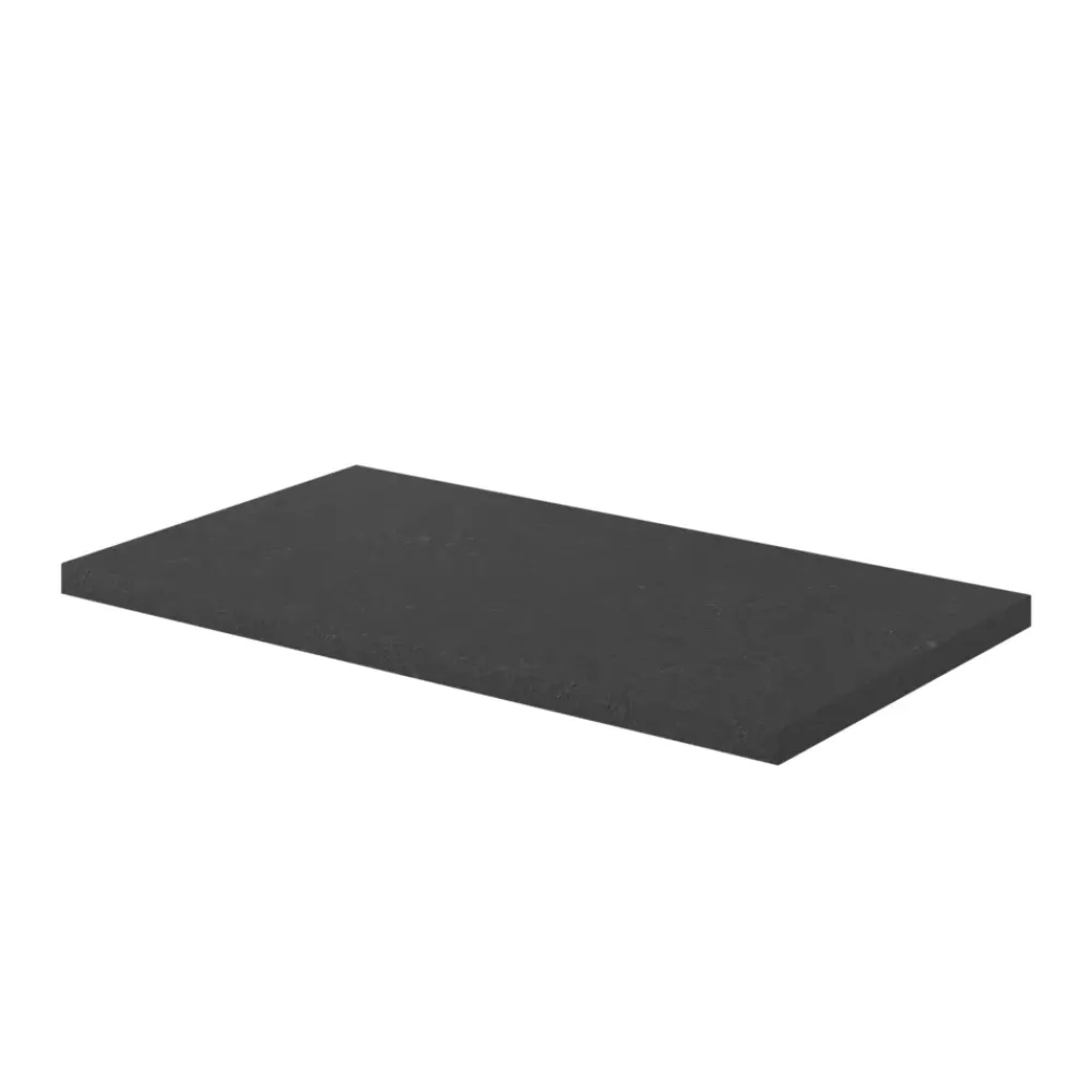 GoodHome Plan de toilette L.80 x l.45 x ép.2 cm, effet pierre noire, Cadélia