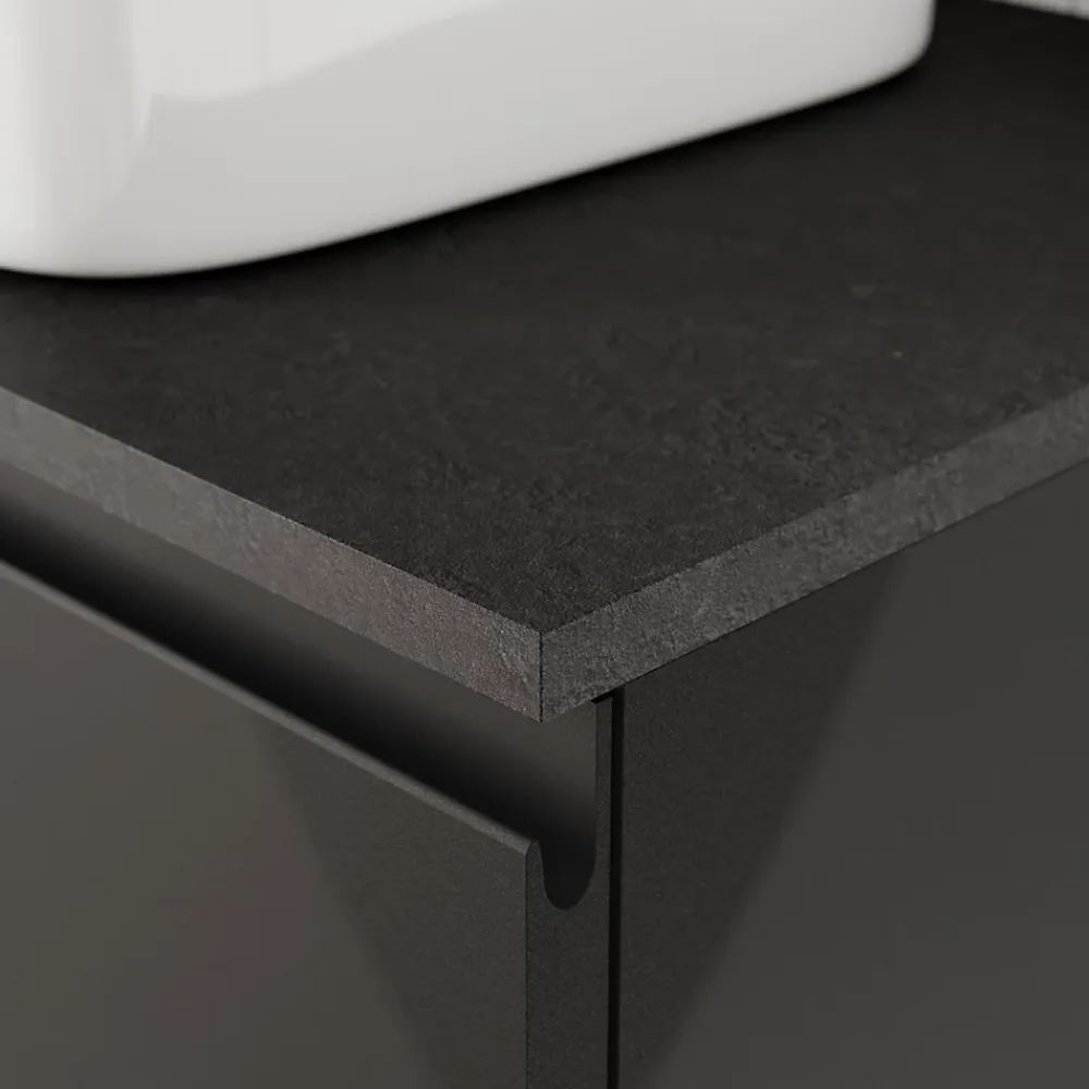 GoodHome Plan de toilette L.80 x l.45 x ép.2 cm, effet pierre noire, Cadélia