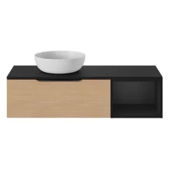Plan De Travail Buanderie|Plan De Travail Salle De Bains|GoodHome Plan de toilette L.120 x l.45 x ép.18 cm noir mat Kentia